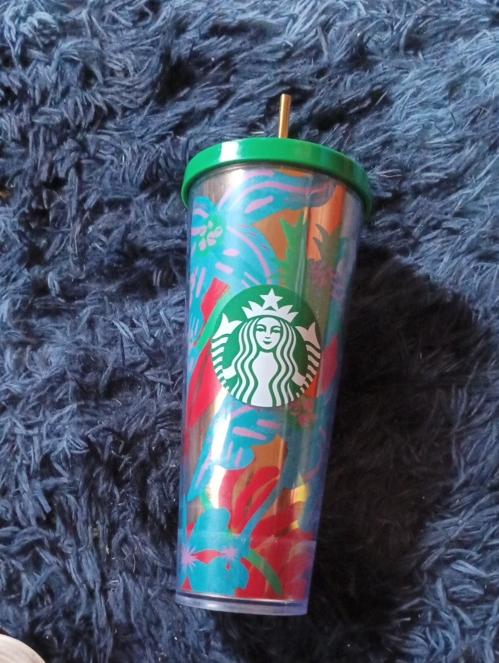 Starbucks Summer Aqua Terra Floral 24 Oz Venti Size Cup